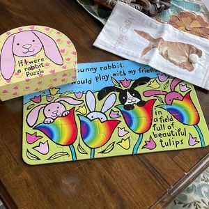 Bunny puzzle and dish towel set